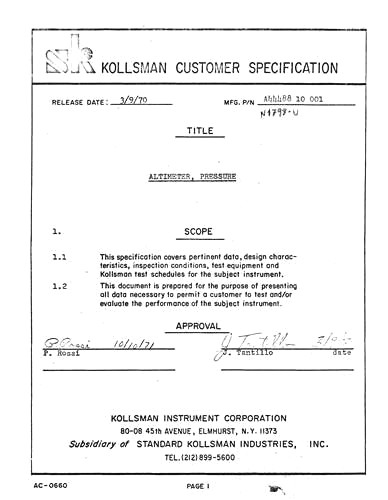 Kollsman Instruments Altitude Alert Device Computer Overhaul Manual With  Parts 1971 (34-10-6)