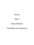 Bonzer Inc TRN-71 Radar Altimeter & Acc. Operation & Installation (part# TRN71-OP-C)
