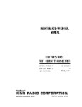 King KTR-905 VHF Comm Transceiver Maintenance Manual (part# 006-5098-04)