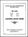 Continental W-670 Aircraft Engines Operating & Maintenance Instructions (part# COW670-OPM-C)